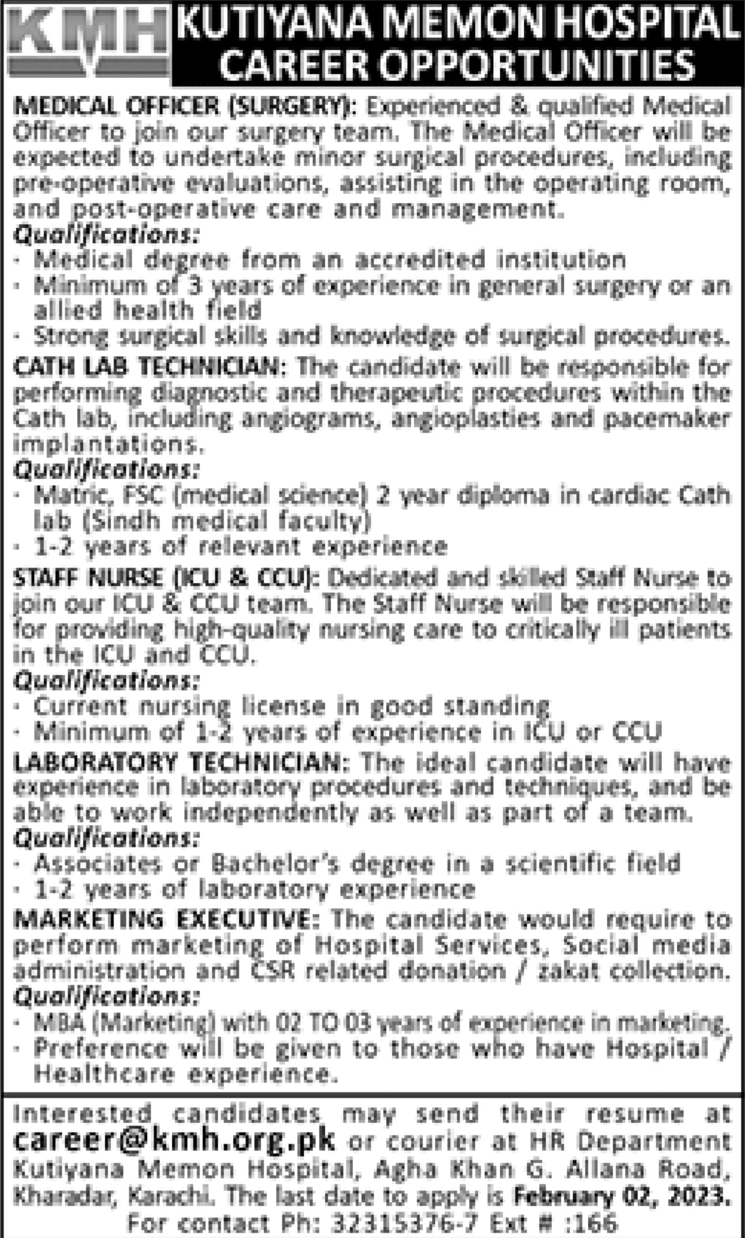 Numerous new jobs in KMH Sindh latest 2023