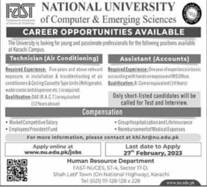 JOBS IN NATIONAL UNIVERSITY OF COMPUTER AND EMERGING SCIENCES KARACHI