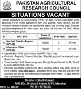 JOBS IN PAKISTAN AGRICULTURAL RESEARCH COUNCIL