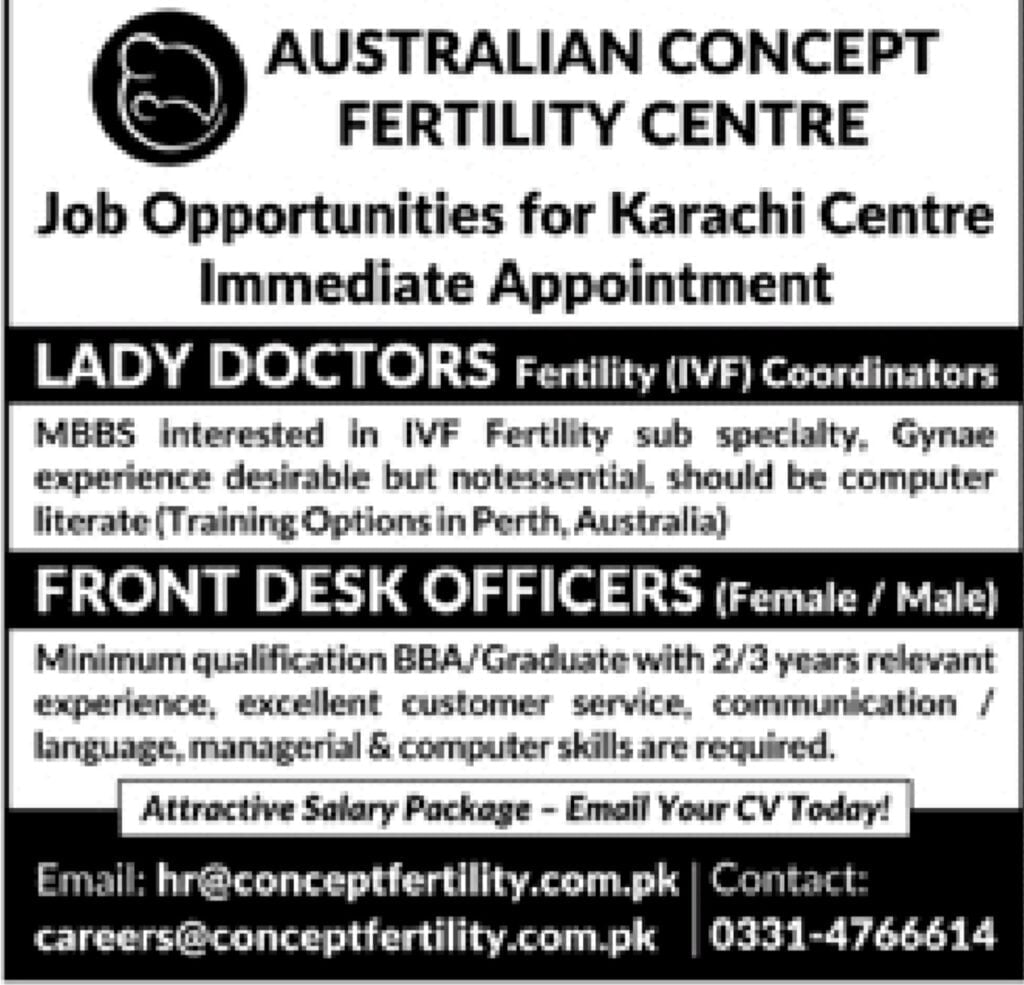 Jobs in Australian Concept Fertility Centre