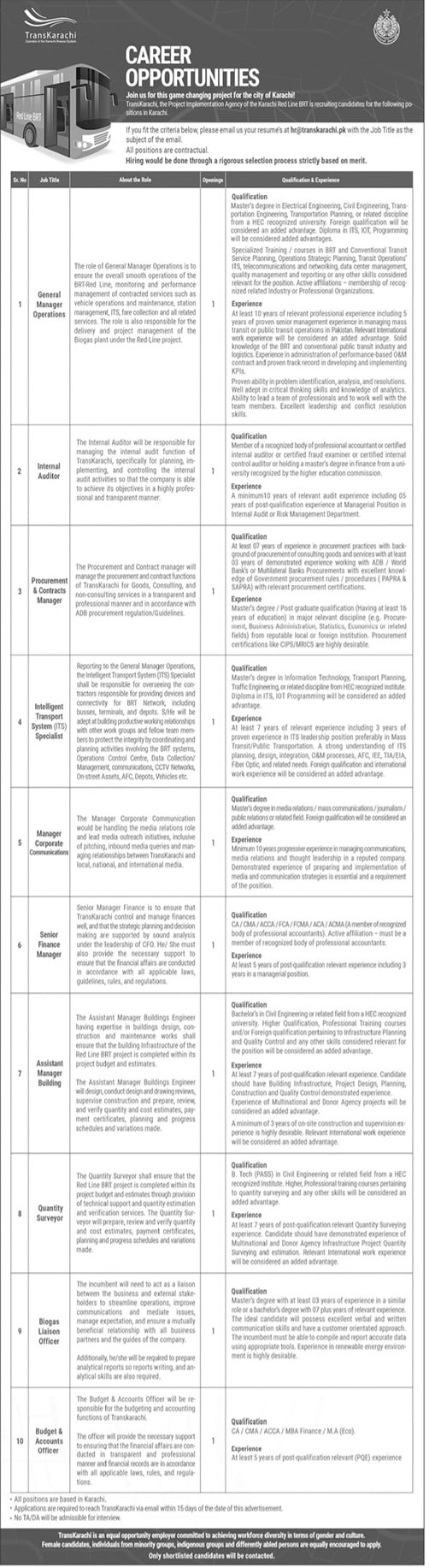 Latest jobs in Trans Karachi 2023