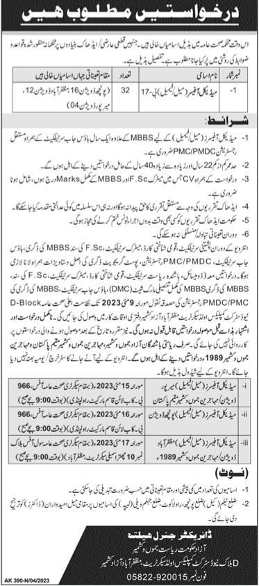 Jobs in Health Department Government of Azad Kashmir